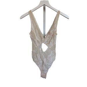 Victorias Secret Ivory Lace Mesh Bodysuit